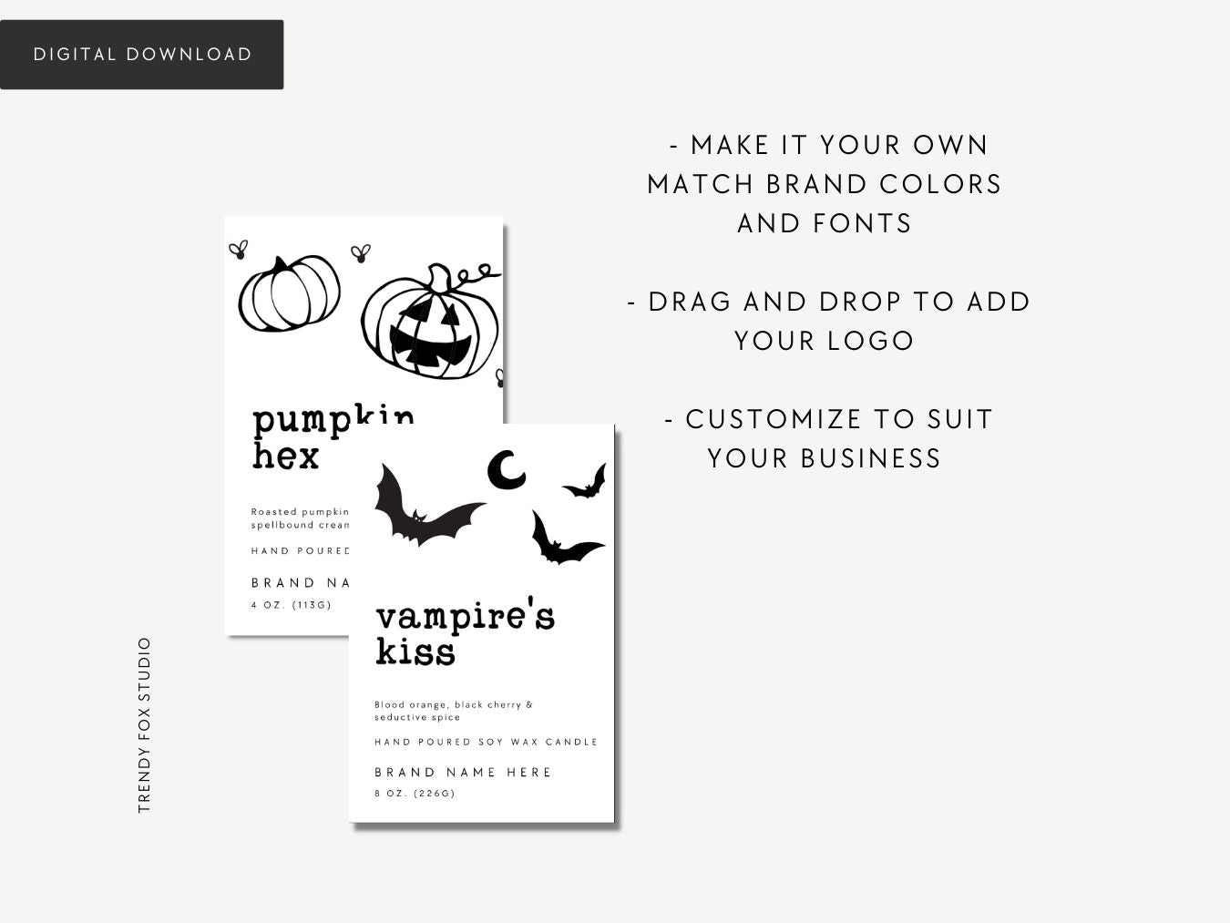 Halloween Wax Melt Label Canva Template | Spooky Ghosts & Pumpkins - Trendy Fox Studio
