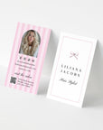 Business Card Canva Template with Photo & QR Code | Coquette Stripes | Brit - Trendy Fox Studio