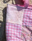 Tote Bag | Pink Floral Patchwork & Gingham - Trendy Fox Studio