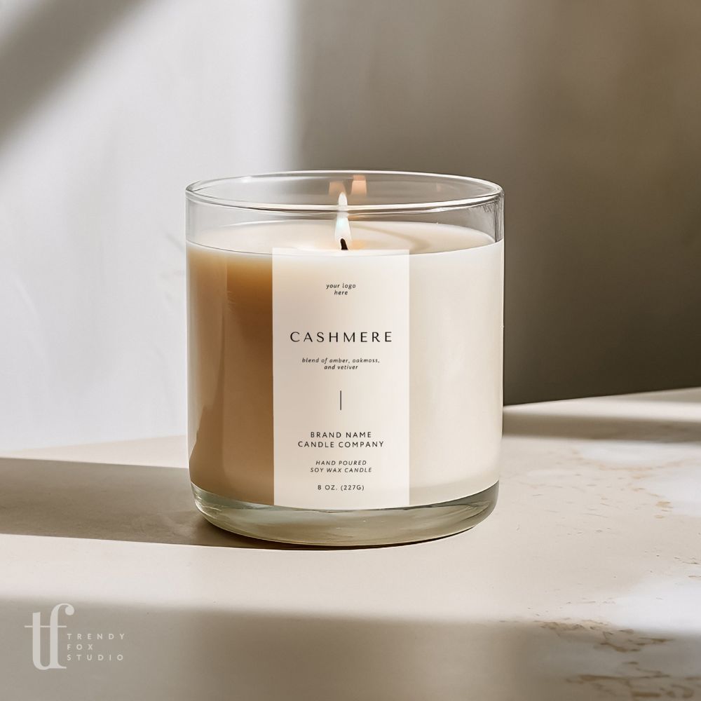 Vertical Thin Modern Minimal Candle Label Canva Template | Tina