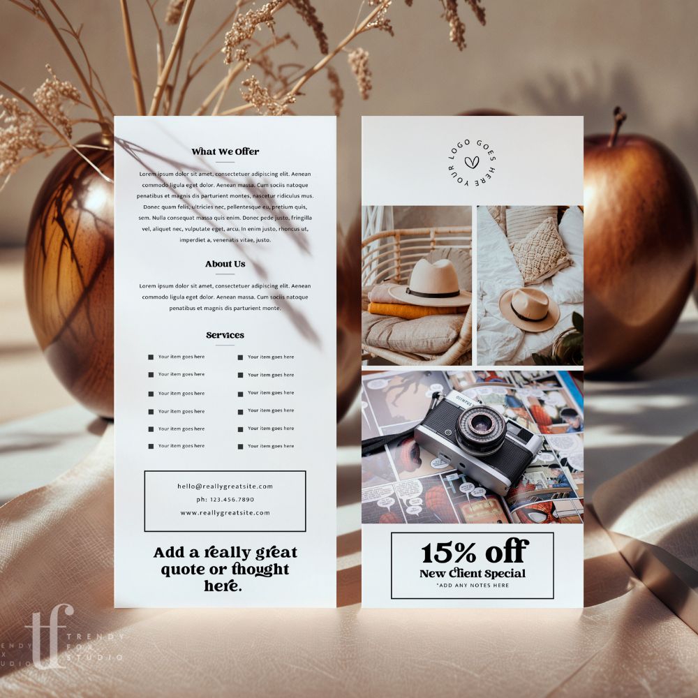 Retro Business Rack Card Flyer, One Page Services Marketing | Canva Template | Dani
