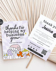 Retro Mushroom Business Thank You Card Canva Template | Customizable | QR Code - Trendy Fox Studio