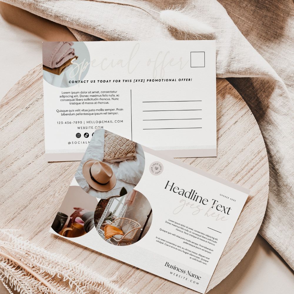 Wholesale Post Card Canva Template | Modern Minimal Photo Mailer | Direct Mail Marketing Flyer - Trendy Fox Studio