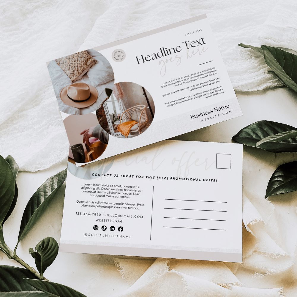 Wholesale Post Card Canva Template | Modern Minimal Photo Mailer | Direct Mail Marketing Flyer - Trendy Fox Studio