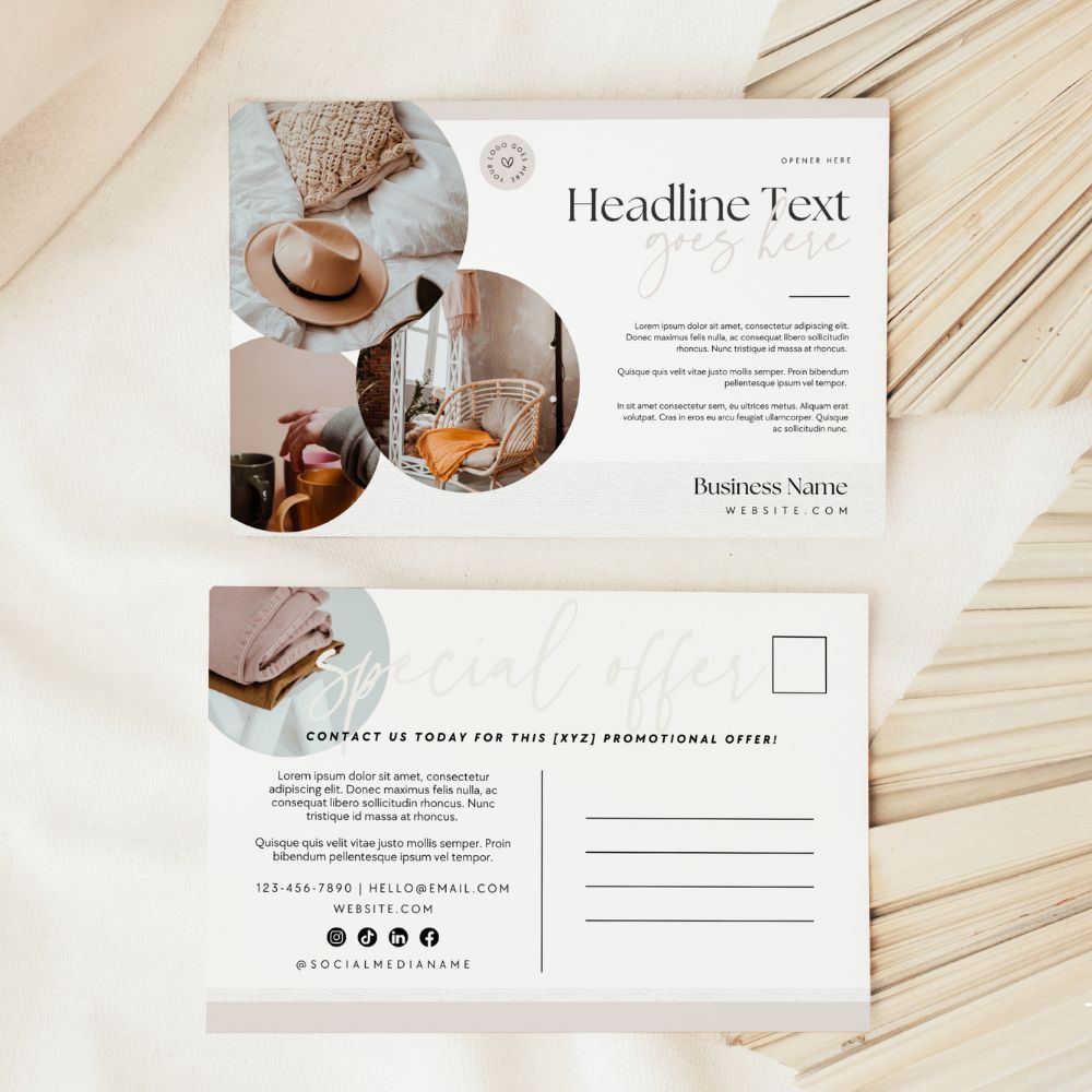 Wholesale Post Card Canva Template | Modern Minimal Photo Mailer | Direct Mail Marketing Flyer - Trendy Fox Studio