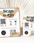 Retro Rainbow Scan to Pay QR Code Sign, Accepted Payments Sign Canva Template | Dani - Trendy Fox Studio
