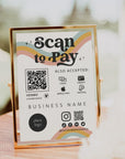 Retro Rainbow Scan to Pay QR Code Sign, Accepted Payments Sign Canva Template | Dani - Trendy Fox Studio