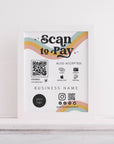Retro Rainbow Scan to Pay QR Code Sign, Accepted Payments Sign Canva Template | Dani - Trendy Fox Studio