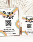 Retro Rainbow Scan to Pay 1 QR Code Sign Canva Template | Dani - Trendy Fox Studio