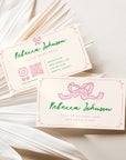 Girly Coquette Business Card with QR Code Canva Template | Daphne - Trendy Fox Studio