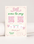 Scan to Pay QR Code Sign, Accepted Payments Sign Canva Template | Girly Coquette Bows | Daphne - Trendy Fox Studio