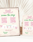Scan to Pay QR Code Sign, Accepted Payments Sign Canva Template | Girly Coquette Bows | Daphne - Trendy Fox Studio