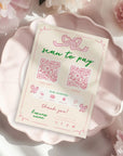 Scan to Pay QR Code Sign, Accepted Payments Sign Canva Template | Girly Coquette Bows | Daphne - Trendy Fox Studio