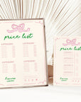 Price List Menu Canva Template | Girly Coquette | Daphne - Trendy Fox Studio