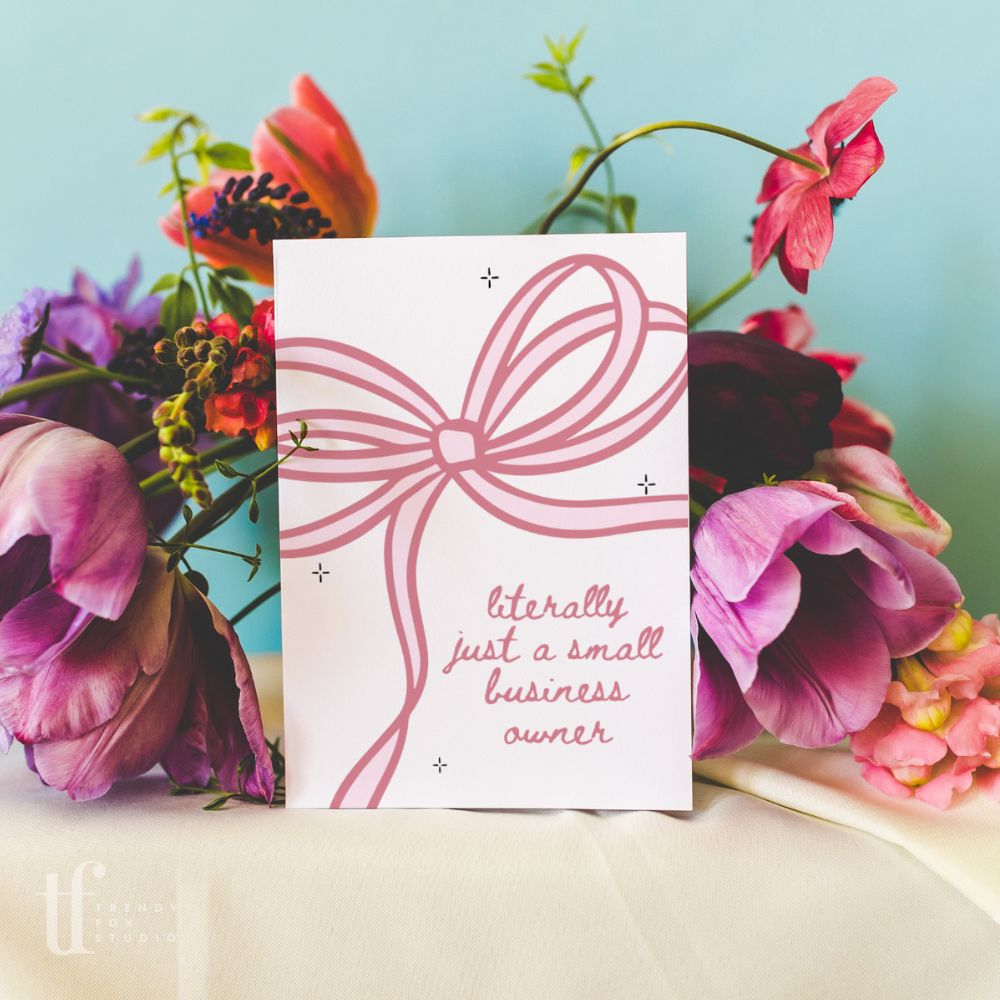 Business Thank You Card Canva Template | Girly Coquette | Literally Just A Small Business Owner - Trendy Fox Studio