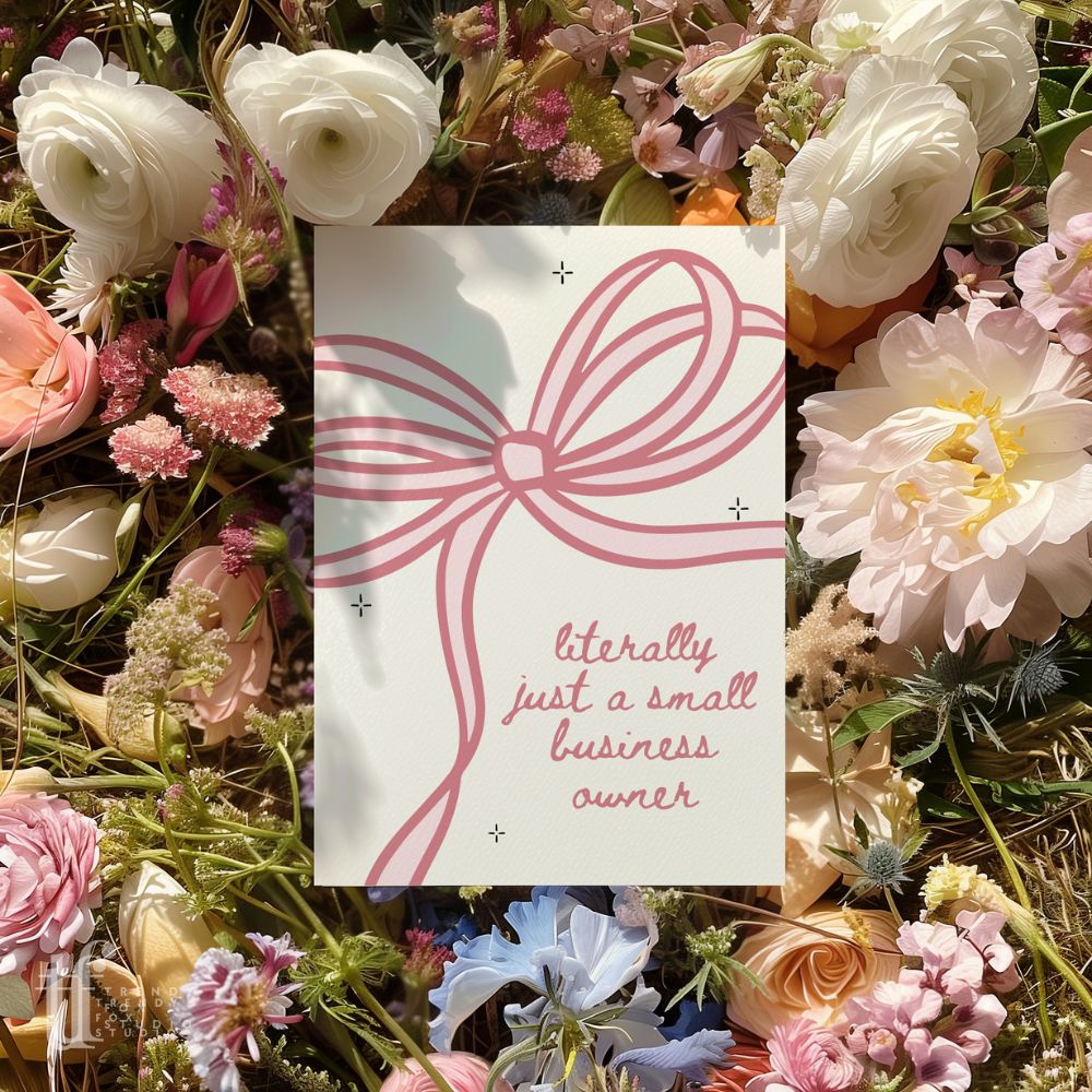 Business Thank You Card Canva Template | Girly Coquette | Literally Just A Small Business Owner - Trendy Fox Studio