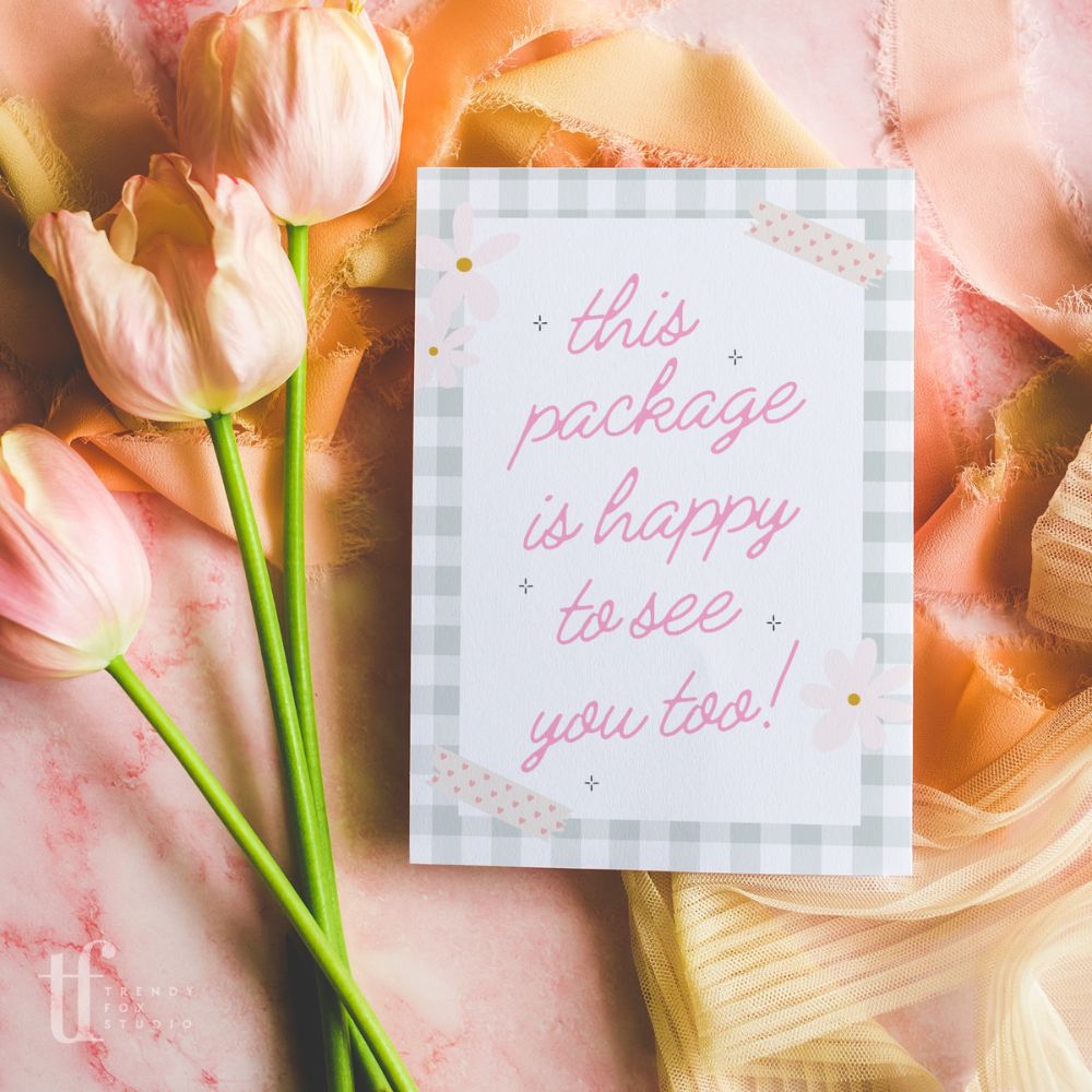 Business Thank You Card Canva Template | Pastel Preppy Gingham | Carla - Trendy Fox Studio