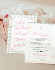 Business Thank You Card Canva Template | Pastel Preppy Gingham | Carla - Trendy Fox Studio