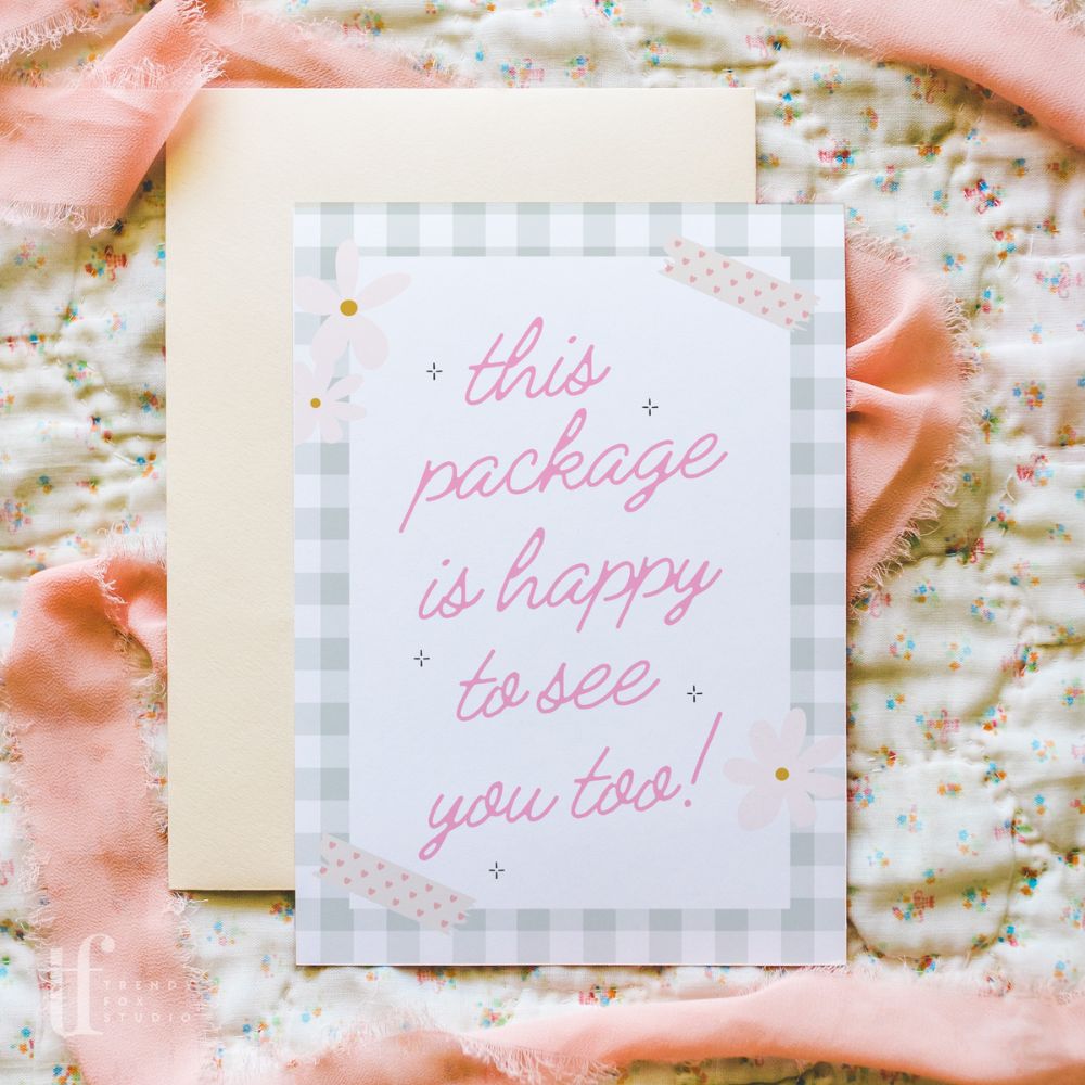 Business Thank You Card Canva Template | Pastel Preppy Gingham | Carla - Trendy Fox Studio