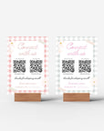 Connect With Us QR Code Social Media Sign Canva Template | Pastel Preppy Gingham | Carla - Trendy Fox Studio