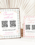 Connect With Us QR Code Social Media Sign Canva Template | Pastel Preppy Gingham | Carla - Trendy Fox Studio