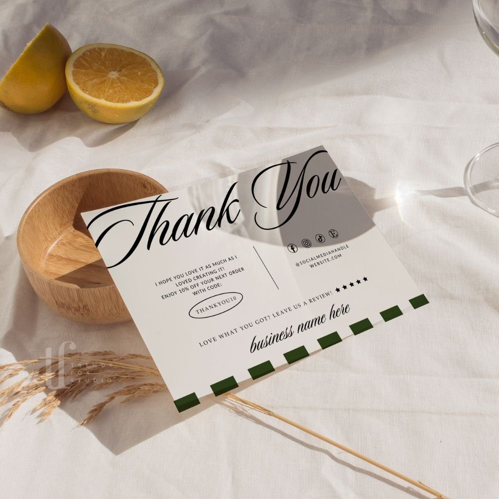 Business Thank You Card Canva Template | Old Money Style | Lorna - Trendy Fox Studio