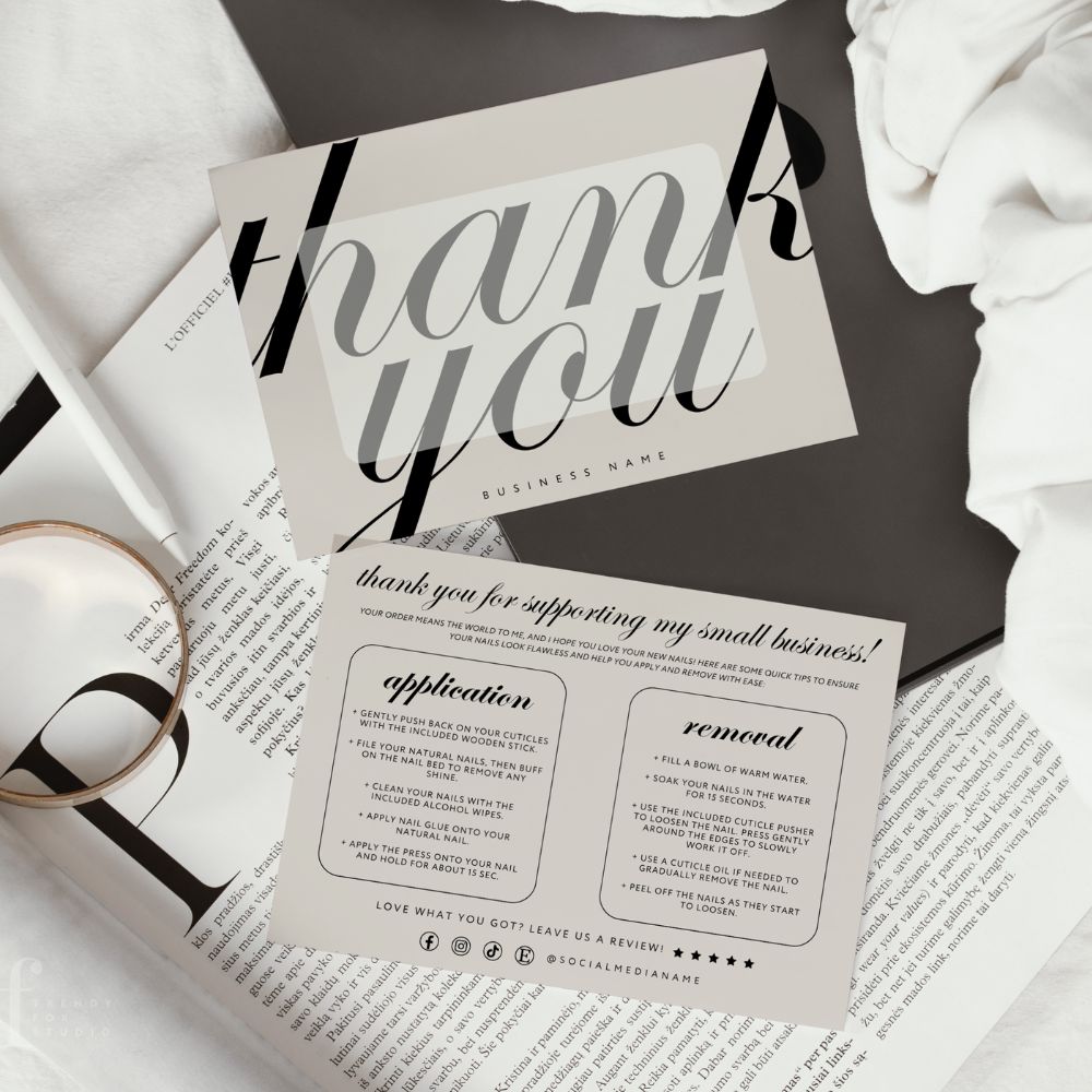 False/Artificial Nails Backing Card, Editable Press On Nail Display Card Canva Template | Wynn - Trendy Fox Studio