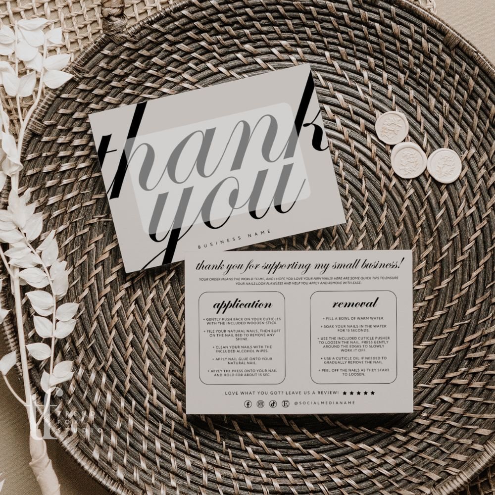 False/Artificial Nails Backing Card, Editable Press On Nail Display Card Canva Template | Wynn - Trendy Fox Studio