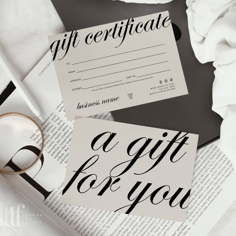 Gift Certificate Canva Template | Aesthetic | Wynn - Trendy Fox Studio