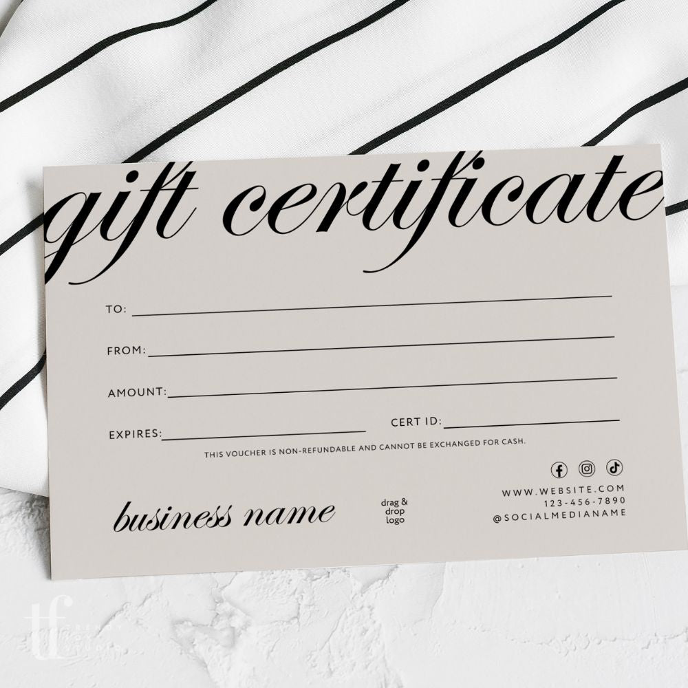 Gift Certificate Canva Template | Aesthetic | Wynn - Trendy Fox Studio