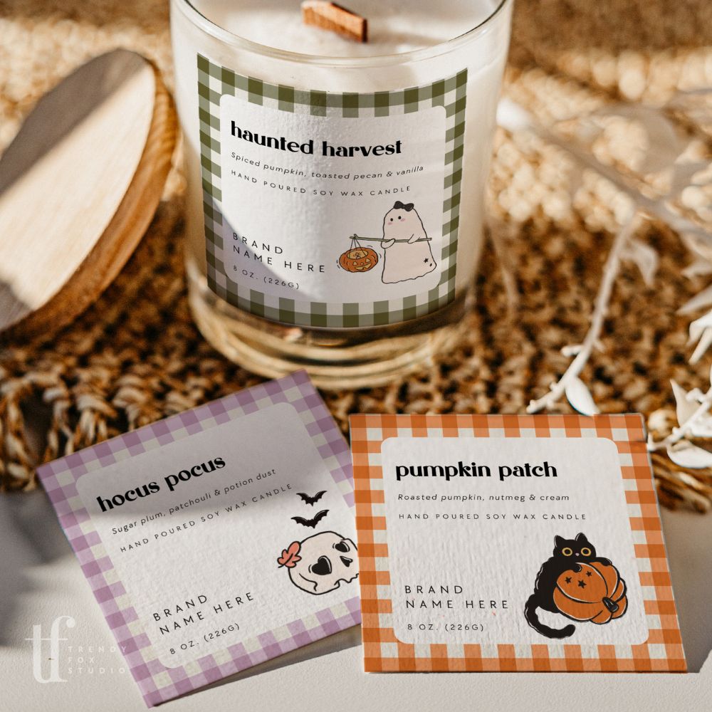 Halloween Candle Label Canva Template | Cozy & Cute Halloween - Trendy Fox Studio