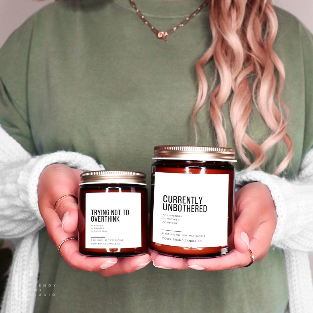 Funny Candle Label Canva Template | Sassy Minimal Candle Printable Candle Sticker - Trendy Fox Studio