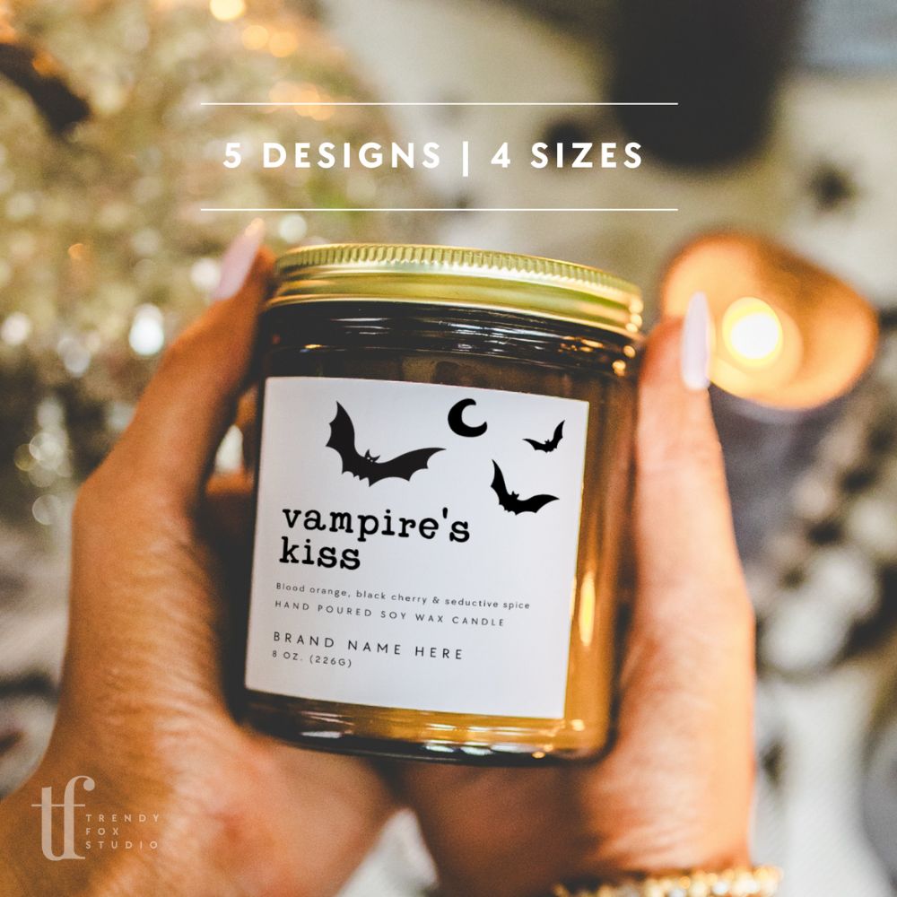 Halloween Candle Label Canva Template | Spooky Ghosts & Pumpkins - Trendy Fox Studio