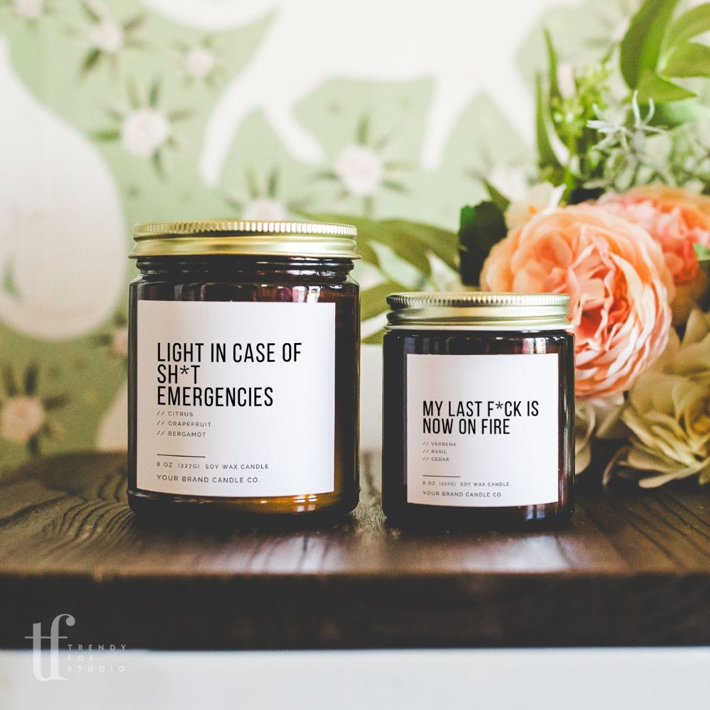 Funny Candle Label Canva Template | Sassy Minimal Candle Printable Candle Sticker - Trendy Fox Studio