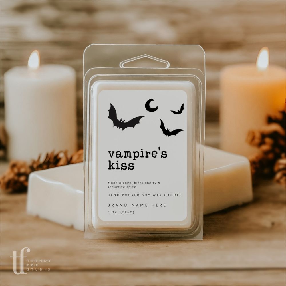 Halloween Wax Melt Label Canva Template | Spooky Ghosts & Pumpkins - Trendy Fox Studio