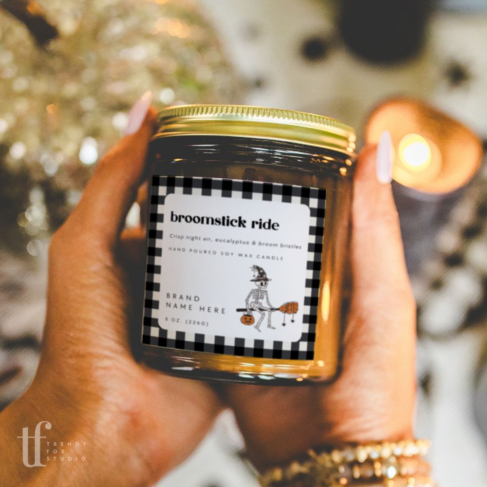 Halloween Candle Label Canva Template | Cozy & Cute Halloween - Trendy Fox Studio