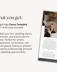 One Sheet Speaker Canva Template | Corporate Speaker Press Kit One Pager | Keynote Speaker, Author, Podcast Guest, Influencer Media Kit Template - Trendy Fox Studio