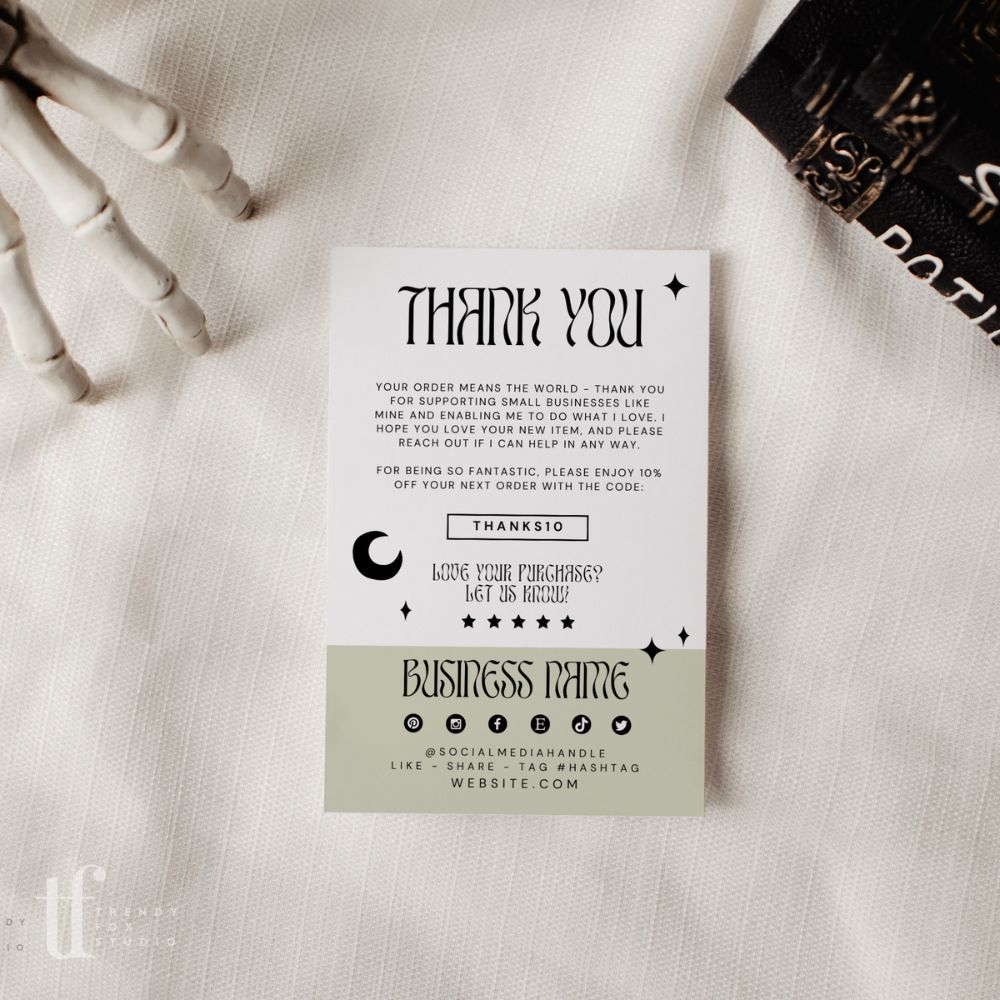 Aesthetic Checkered Halloween Business Thank You Card Editable Canva Template - Trendy Fox Studio