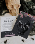 Black Gothic Halloween Business Thank You Card Canva Template | Coquette Goth - Trendy Fox Studio