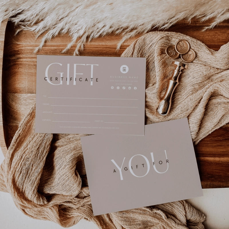 Boho Beige Gift Certificate Canva Template