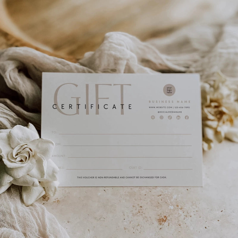 Boho Beige Gift Certificate Canva Template