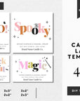 Cute Halloween Candle Label Canva Template | Rainbow Pastel - Trendy Fox Studio