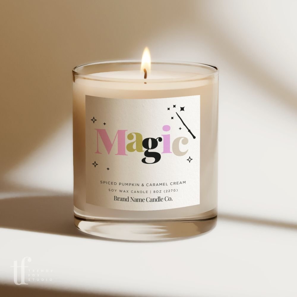 Cute Halloween Candle Label Canva Template | Rainbow Pastel - Trendy Fox Studio