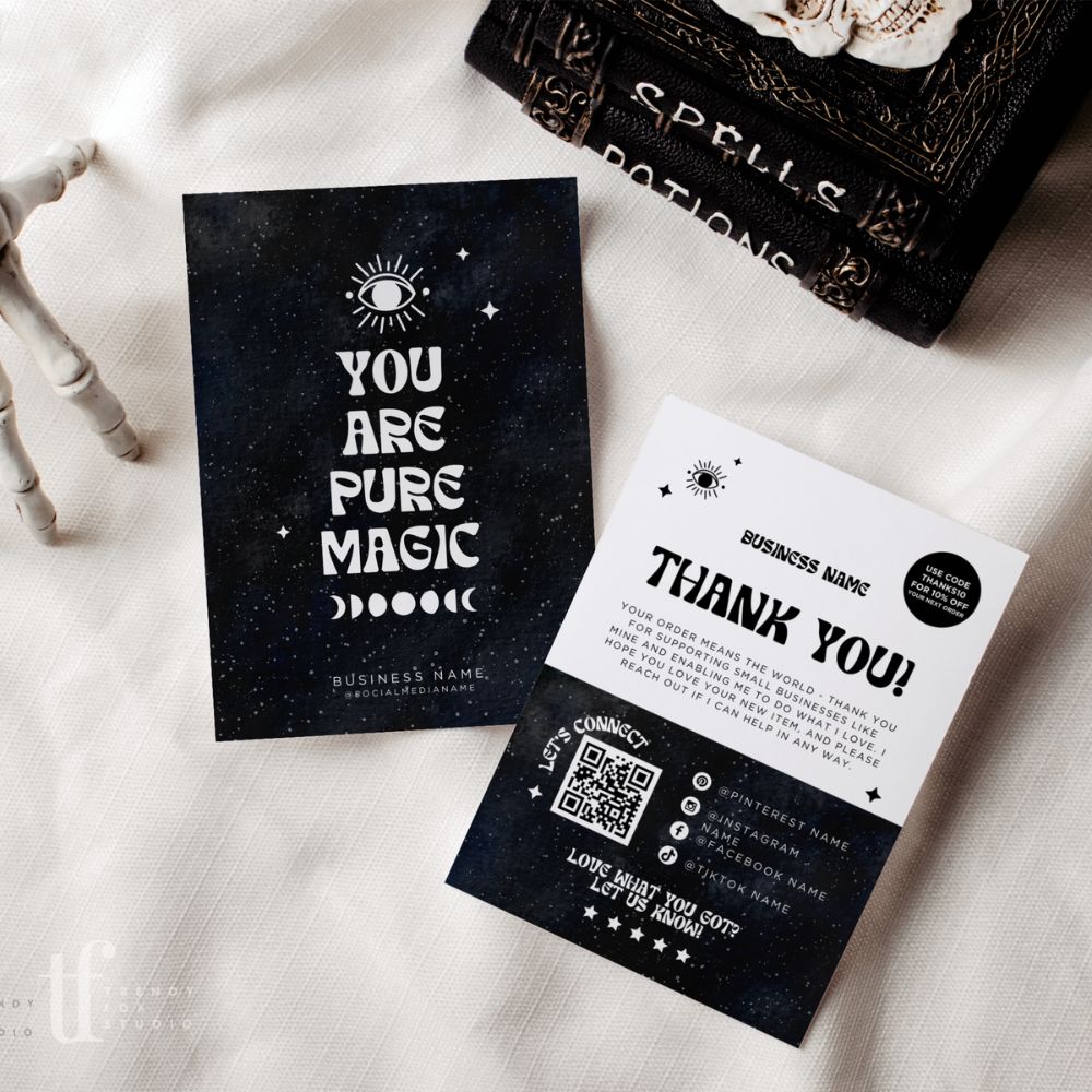 Gothic You Are Magic Celestial Business Thank You Card Canva Template - Trendy Fox Studio
