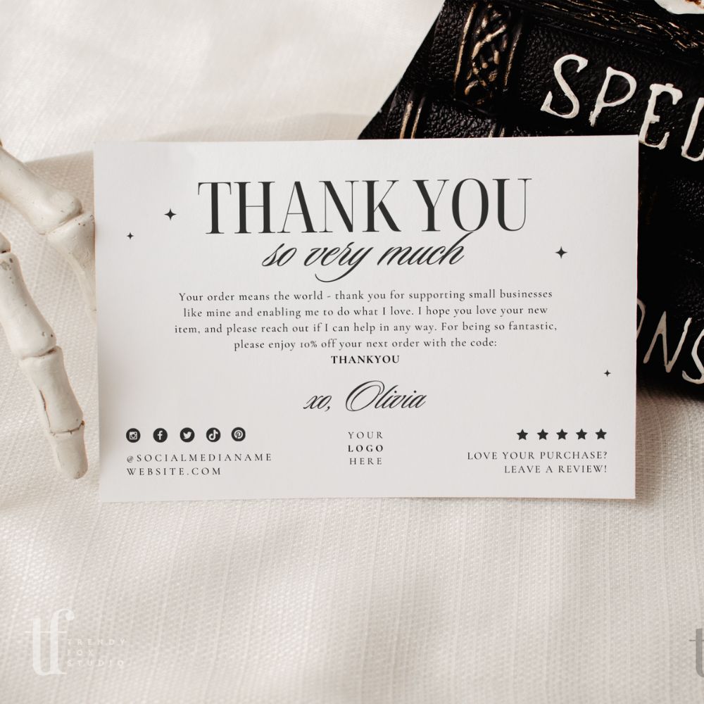 Halloween Social Club Business Thank You Card Canva Template | Goth Disco Ball - Trendy Fox Studio
