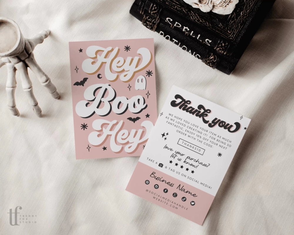 Hey Boo Pastel Halloween Business Thank You Card Canva Template