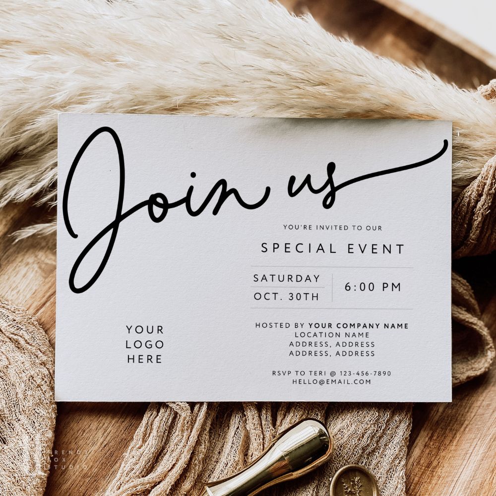 Horizontal Modern Minimalist Business Invitation Canva Template | Dawn - Trendy Fox Studio