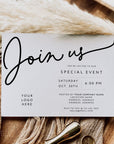 Horizontal Modern Minimalist Business Invitation Canva Template | Dawn - Trendy Fox Studio