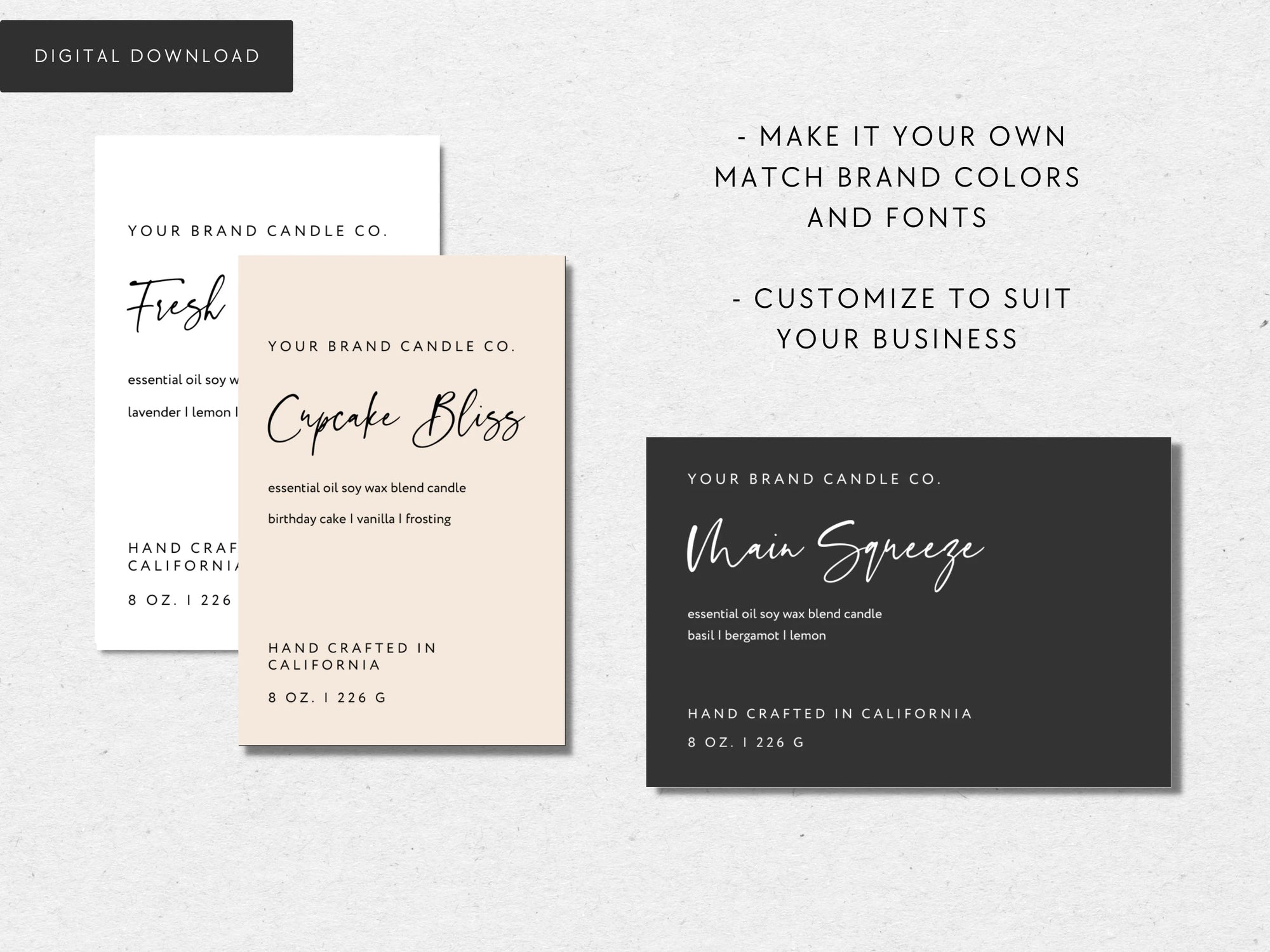 Modern Minimalist Candle Label Canva Template | Vera