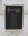 Luxe Black Scan to Pay Sign & Price List Sign Canva Template | Ashe - Trendy Fox Studio